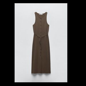 Zara Brown Sleeveless Midi Dress